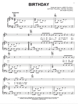 page one of Birthday (Piano, Vocal & Guitar Chords (Right-Hand Melody))