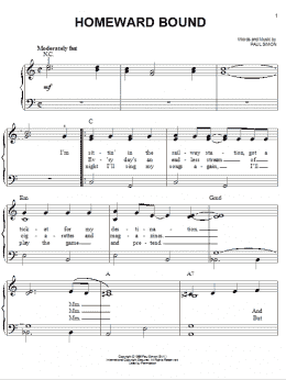 page one of Homeward Bound (Easy Piano)