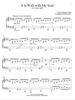 page one of It Is Well With My Soul (Educational Piano)