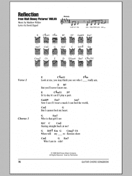 page one of Reflection (Pop Version) (from Mulan) (Guitar Chords/Lyrics)