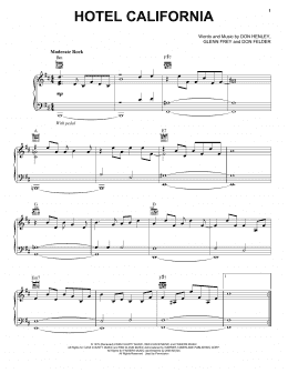 page one of Hotel California (Piano, Vocal & Guitar Chords (Right-Hand Melody))