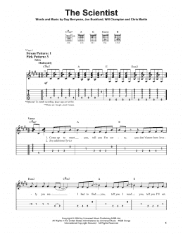 page one of The Scientist (Easy Guitar Tab)