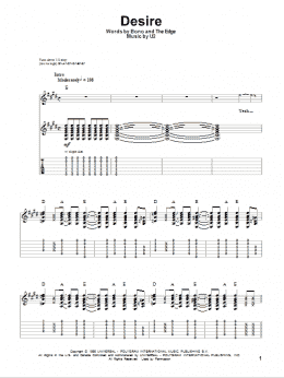 page one of Desire (Guitar Tab (Single Guitar))