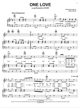 page one of One Love (Piano, Vocal & Guitar Chords (Right-Hand Melody))