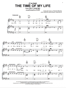 page one of (I've Had) The Time Of My Life (Piano, Vocal & Guitar Chords (Right-Hand Melody))