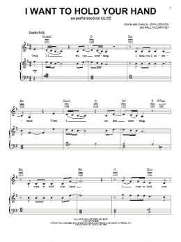 page one of I Want To Hold Your Hand (Piano, Vocal & Guitar Chords (Right-Hand Melody))