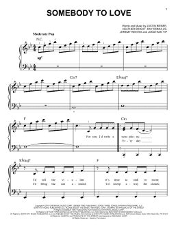 page one of Somebody To Love (Easy Piano)