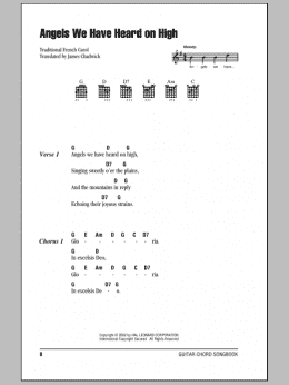 page one of Angels We Have Heard On High (Guitar Chords/Lyrics)