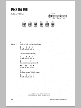 page one of Deck The Hall (Guitar Chords/Lyrics)