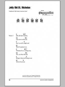 page one of Jolly Old St. Nicholas (Guitar Chords/Lyrics)