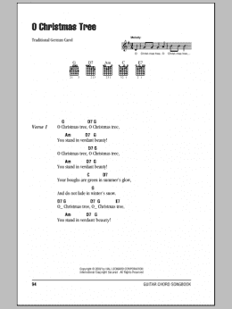 page one of O Christmas Tree (Guitar Chords/Lyrics)