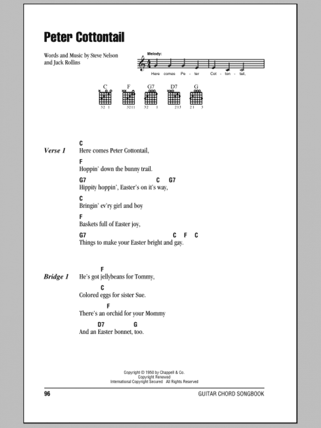 Peter Cottontail (Guitar Chords/Lyrics) - Print Sheet Music Now