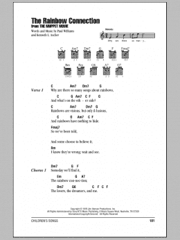 page one of The Rainbow Connection (Guitar Chords/Lyrics)