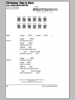 page one of Christmas Time Is Here (Guitar Chords/Lyrics)