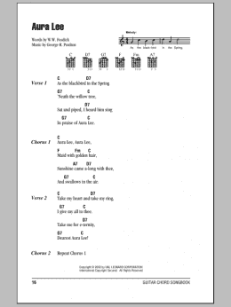 page one of Aura Lee (Guitar Chords/Lyrics)