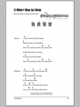 page one of (I Wish I Was In) Dixie (Guitar Chords/Lyrics)