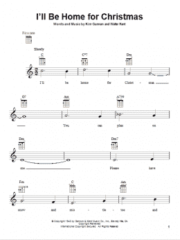 page one of I'll Be Home For Christmas (Ukulele)