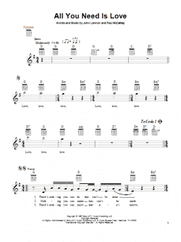 page one of All You Need Is Love (Ukulele)