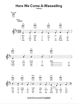 page one of Here We Come A-Wassailing (Ukulele)