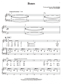 page one of Bones (Piano, Vocal & Guitar Chords (Right-Hand Melody))