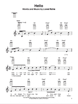 page one of Hello (Ukulele)