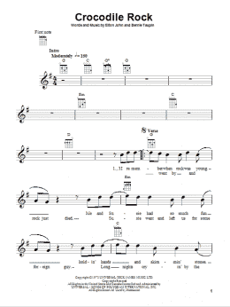 page one of Crocodile Rock (Ukulele)