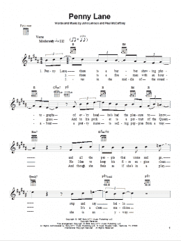 page one of Penny Lane (Ukulele)