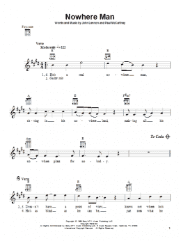 page one of Nowhere Man (Ukulele)