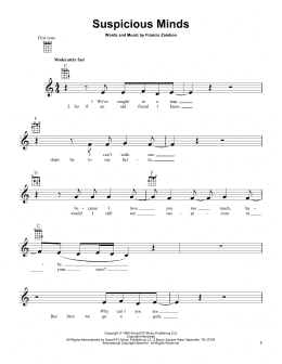 page one of Suspicious Minds (Ukulele)