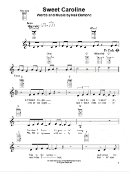 page one of Sweet Caroline (Ukulele)