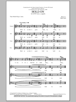 page one of Hold On (SATB Choir)