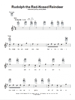 page one of Rudolph The Red-Nosed Reindeer (Ukulele)