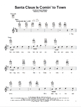 page one of Santa Claus Is Comin' To Town (Ukulele)