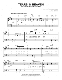 page one of Tears In Heaven (Easy Piano)