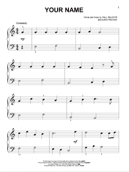 page one of Your Name (Beginning Piano Solo)