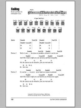 page one of Sailing (Guitar Chords/Lyrics)