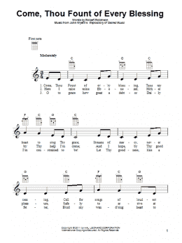 page one of Come, Thou Fount Of Every Blessing (Ukulele)