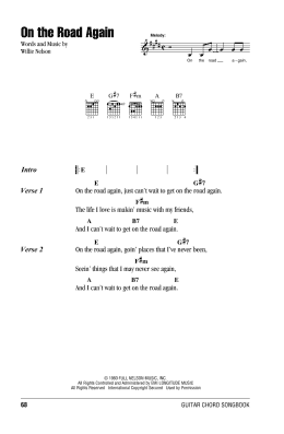 page one of On The Road Again (Guitar Chords/Lyrics)