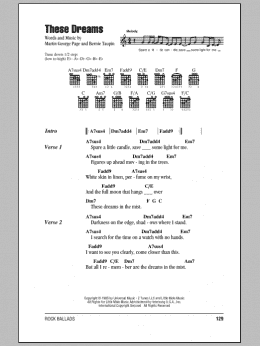 page one of These Dreams (Guitar Chords/Lyrics)