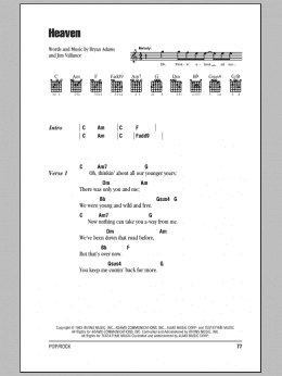 page one of Heaven (Guitar Chords/Lyrics)