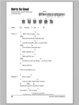 page one of Hurts So Good (Guitar Chords/Lyrics)