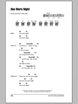 page one of One More Night (Guitar Chords/Lyrics)