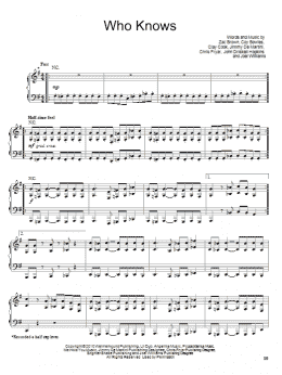 page one of Who Knows (Piano, Vocal & Guitar Chords (Right-Hand Melody))