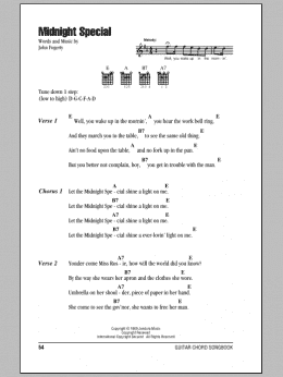 page one of Midnight Special (Guitar Chords/Lyrics)