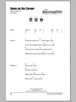 page one of Down On The Corner (Guitar Chords/Lyrics)