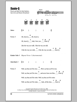 page one of Susie-Q (Guitar Chords/Lyrics)