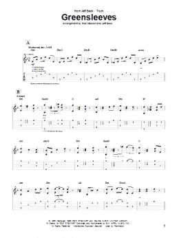 page one of Greensleeves (Guitar Tab)