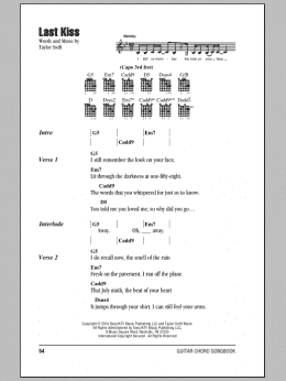 page one of Last Kiss (Guitar Chords/Lyrics)