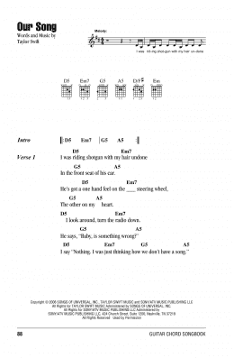 page one of Our Song (Guitar Chords/Lyrics)