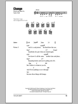 page one of Change (Guitar Chords/Lyrics)